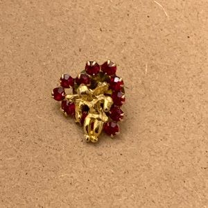 Gold-tone Angel Red Heart Pin